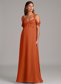 Azazie Rhea Maternity Bridesmaid Dresses A-Line Pleated Chiffon Floor-Length Dress image5