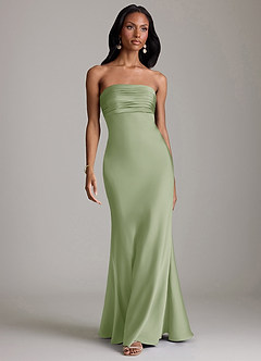 Azazie Saylor Brudtärnklänningar Klä av Sjöjungfru i Stretch Satin Axelbandslös Dusty Sage image2