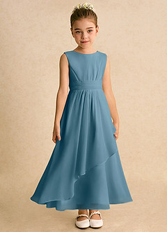 Azazie Edelweiss Flower Girl Dresses Bermuda A-Line Pleated Chiffon Dress image4
