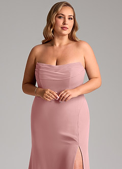 Azazie Saige Brautjungfernkleider Wandelbar A-Linie Schulterfrei Chiffon Kleid Altrosa image11