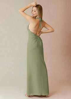 Azazie Yessi Brautjungfernkleider Etui Plissee Chiffon Kleid Pistazie image2