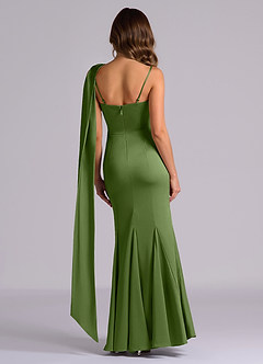 Azazie Inara Suknie dla druhen Syrena Pofałdowany Satyna elastyczna Do ziemi Sukienka image2