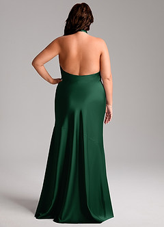 Azazie Lorena Bridesmaid Dresses Dark Green Mermaid Pleated Stretch Satin Dress image8