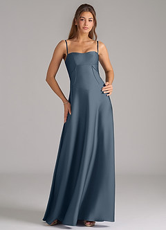 Azazie Valentine At-home Try On Dresses Cabernet A-Line Corset Stretch Satin Dress image1