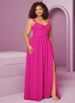 Barbie ♥ Azazie At-home Try On Dresses Black A-Line Pleated Chiffon Dress image12