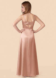 Azazie Renna Junior Robe Sirène en Satin extensible Plissée Or Rose image2