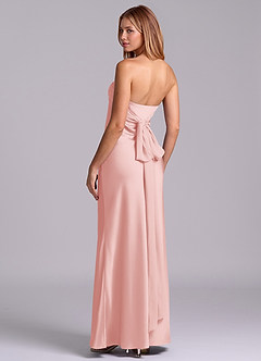 Azazie Ailanie Bridesmaid Dresses Powder Pink Sheath Strapless Stretch Satin Dress image2