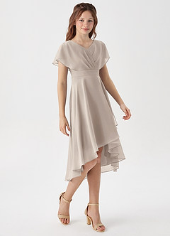 Azazie Graciela Junior Frost A-Line Pleated Chiffon Dress image4