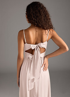 Azazie Zeya Bridesmaid Dresses Blushing Pink A-Line Pleated Stretch Satin Dress image4