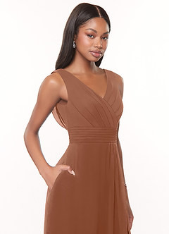 Azazie Karina Bridesmaid Dresses Bronzer A-Line Pleated Chiffon Dress image5
