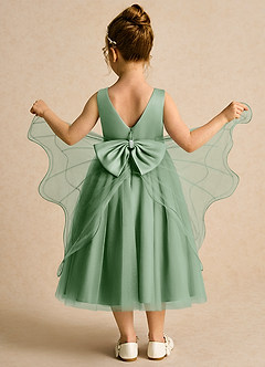 Azazie Pear Flower Girl Dresses Matcha Ball-Gown Bow Tulle Dress image3