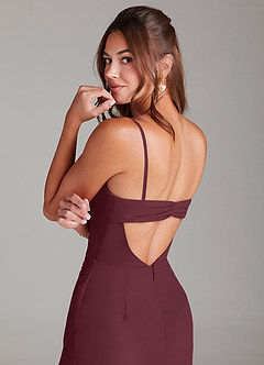 Azazie Leonis Brautjungfernkleider Wandelbar Meerjungfrau-Linie Schulterfrei Chiffon Kleid Cabernetrot image4