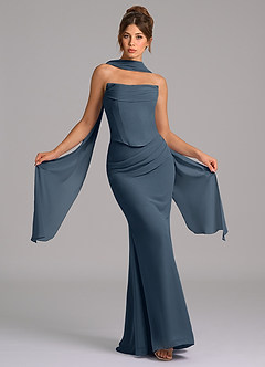 Azazie Sorrel Vestidos de damas de honor Vestido de Neptuno de Gasa de Corte Sirena con Corsé image1