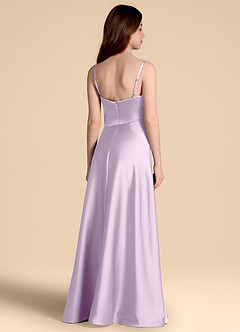 Azazie Prisha Junior Jurk van Stretch Satijn met A-Lijn Geplooid Frosted Lila image2