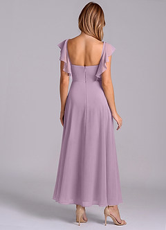 Azazie Leilani 신부 들러리 드레스 A라인 셔링 쉬폰 발목 길이 드레스 image2