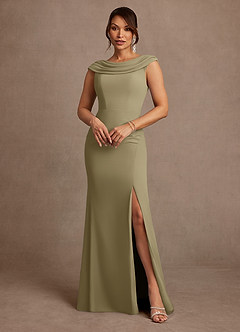 Azazie Irvine Mother of the Bride Dresses Moss Green A-Line Pleated Chiffon Dress image2
