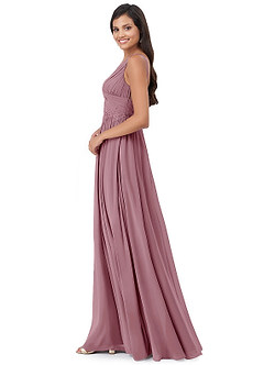 Azazie Robbie Bridesmaid Dresses A-Line Lace Chiffon Floor-Length Dress image4