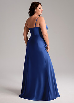 Azazie Lidia Vestidos de damas de honor Vestido de Azul Real de Satén Elástico de Corte Sirena con Corte Lateral image13