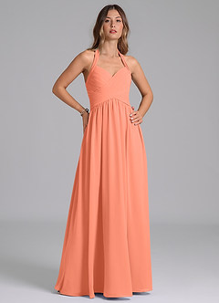 Azazie Darlyn Bridesmaid Dresses Sunset A-Line Pleated Chiffon Dress image4