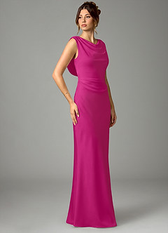 Azazie Kieryn Brautjungfernkleider Meerjungfrau-Linie Plissee Stretch-Satin Kleid Fuchsia image3