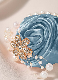 front Matching Color Bridesmaids Wrist Corsage with Pearl Bracelet