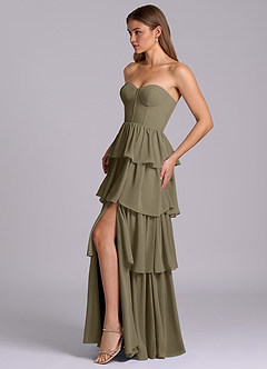 Azazie Faye Bridesmaid Dresses Willow Green A-Line Sweetheart Neckline Chiffon Dress image3
