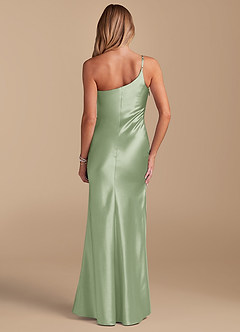 Azazie Cristin Final Sale Champagne Mermaid One Shoulder Metallic Satin Dress image5