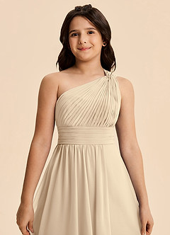 Azazie Skye Junior A-Linie Plissee Chiffon Kleid Champagner image6