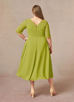 Azazie Naomi Abiti per la Madre della Sposa Abito A-Line in Chiffon Plissettato con Scollo a Barca Citronella image11