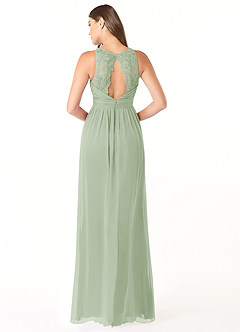Azazie Luz Bridesmaid Dresses Dusty Sage A-Line Lace Chiffon Dress image2