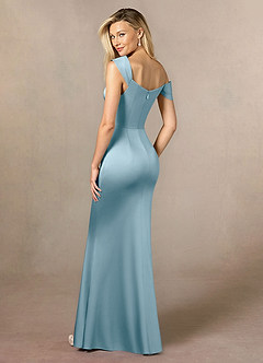 Azazie Laramie Mother of the Bride Dresses Moody Blue Mermaid Pleated Stretch Satin Dress image3