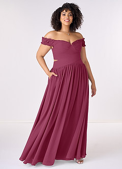 Barbie ♥ Azazie Bridesmaid Dresses Mulberry A-Line Off the Shoulder Chiffon Convertible Dress image7