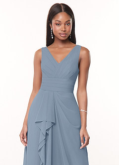 Azazie Julianna Bridesmaid Dresses Dusty Blue A-Line Chiffon Dress image5