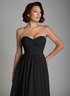 Azazie Petra Bridesmaid Dresses Black A-Line Corset Chiffon Dress image3