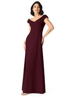 Azazie Evita Jurken voor bruidsmeisjes Jurk van Stretch crêpe met A-Lijn Off the Shoulder Cabernet image3