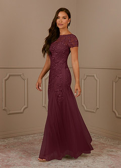 Azazie Laurie Mother of the Bride Dresses Cabernet Mermaid Scoop Sequins Tulle Dress image3