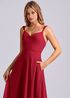 Azazie Beatrice Abiti da Damigella Abito A-Line in Chiffon Scollo a Cuore Scarlatto image6