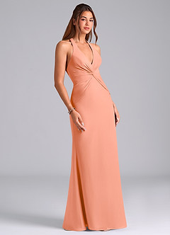 Azazie Valerie Vestidos de damas de honor Vestido de Atardecer de Gasa de Corte Sirena con Plisado image3