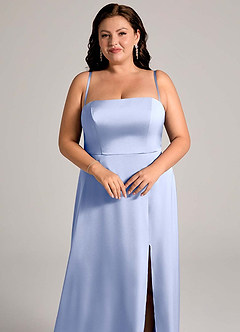 Azazie Wren Bridesmaid Dresses Ice A-Line Strapless Stretch Satin Convertible Dress image13