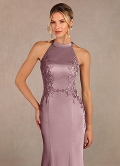 Azazie Tyra Mère de la mariée Robes Robe Sirène en Satin extensible Dentelle Rose Poussiéreuse image4
