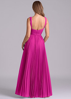 Azazie Mina Venta Final Vestido de Fucsia de Gasa de Corte en A con Plisado image7