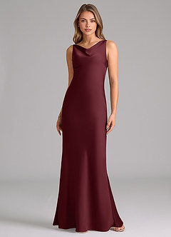 Azazie Allettie Vestidos de damas de honor Vestido de Cabernet de Satén Elástico de Corte Sirena image6