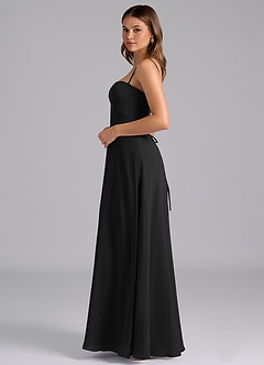 Azazie Valentine Bridesmaid Dresses Black A-Line Corset Chiffon Dress image4