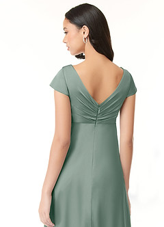 Azazie Allessia Gravid brudtärna klänningar Klä A-Line Plisserad Golvlängd Stretch Satin image7