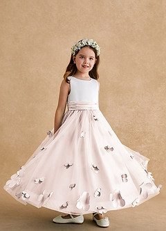 Azazie Vi Flower Girl Dresses Rose Petal A-Line Sleeveless Tulle Dress image17