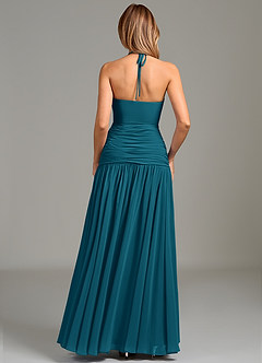 Azazie Vashti Bridesmaid Dresses Ink Blue A-Line Chiffon Dress image2