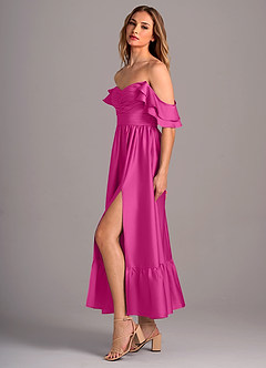 Azazie Anaya Bridesmaid Dresses Fuchsia A-Line Sweetheart Neckline Stretch Satin Convertible Dress image4