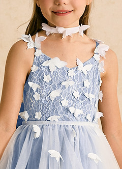Azazie Darlina Flower Girl Dresses Ivory Ice Ball-Gown Lace Tulle Dress image10