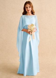 Azazie Fishie Girls Formal Flower Girl Dresses Sky Blue A-Line Matte Satin Dress image3