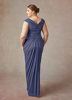 Azazie Lisolette Mother of the Bride Dresses Stormy Sheath Pleated Mesh Dress image12